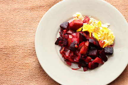 Beets and Sweet Potato Breakfast Hash